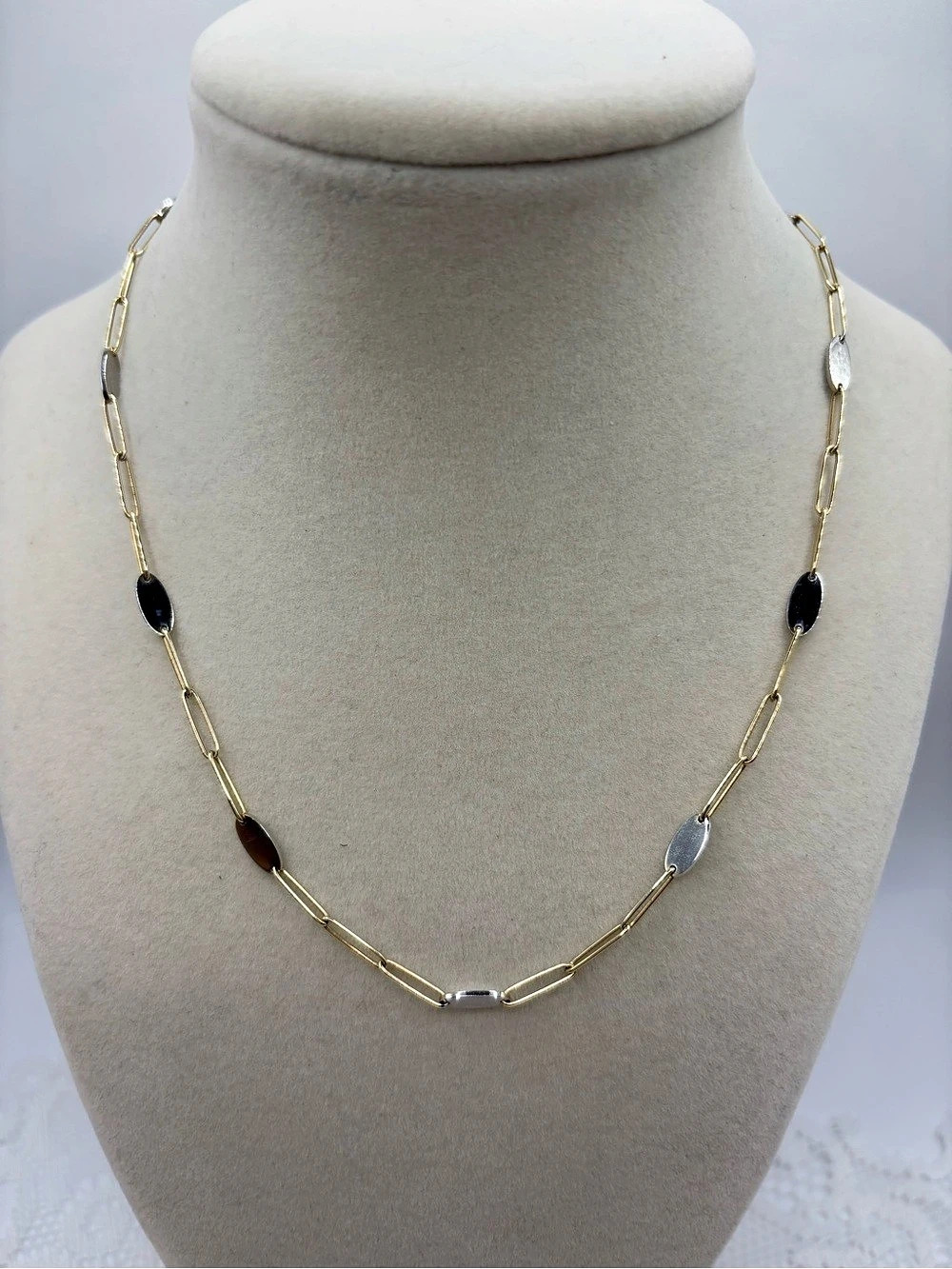 14k Two-tone Link Chain Necklace Carino Italy